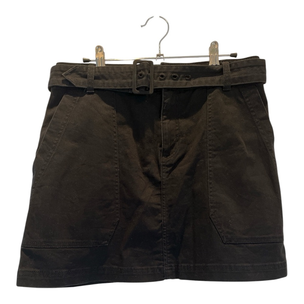 Abercrombie & Fitch Black Belted Cotton Denim Mini Skirt with Pockets M
